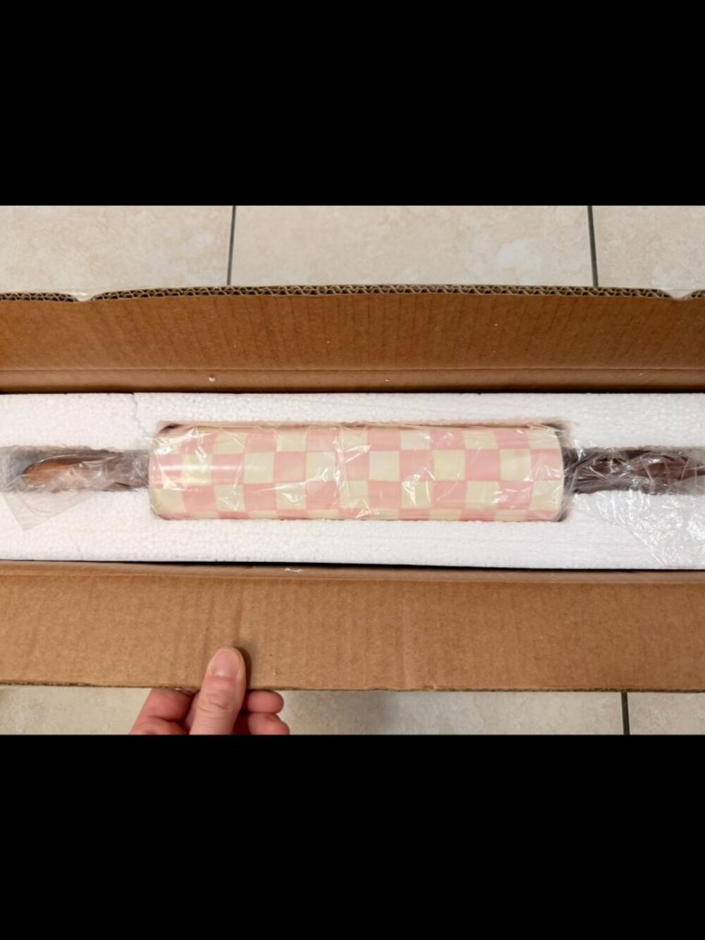RARE - MACKENZIE-CHILDS -Kitchen- Ceramic Rolling Pin -Rosy Check - Hand-applied